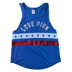 Victoria's Secret PINK Y2K Bling 4th Of July Muscle Tee Large Sequin